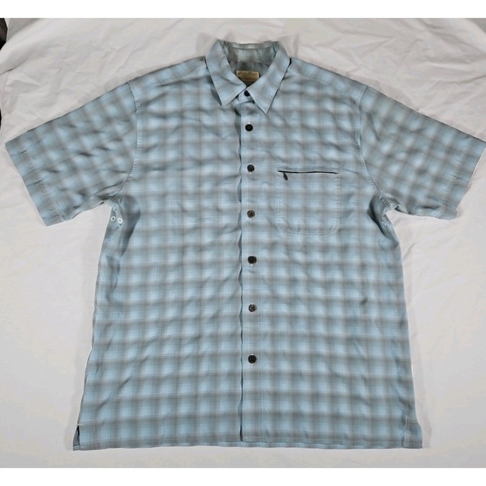 Eddie Bauer Moisture Wicking Short Sleeve Button Up Mens Shirt Large Blue